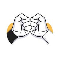 Two hands are holding each other in a fist vector