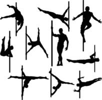 set of pole dancer silhouettes isolated on white background vector