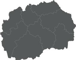 blank map of North Macedonia with statistical regions or territories and administrative divisions. Editable and clearly labeled layers. vector