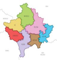 illustrated regional map of Kosovo with districts and administrative divisions, and neighbouring countries and territories. Editable and clearly labeled layers. vector