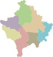 regional blank map of Kosovo with districts and administrative divisions. Editable and clearly labeled layers. vector