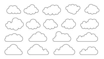 Clouds line art icon. Databases networking software image cloud and synoptics concept. vector