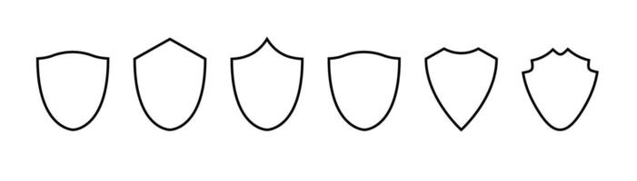 Shield frame set. Collection shield signs. Empty outline icons. vector