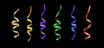 Element of colorful ribbon for celebration or party art work, art isolated on black vector