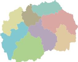 blank map of North Macedonia with statistical regions or territories and administrative divisions. Editable and clearly labeled layers. vector