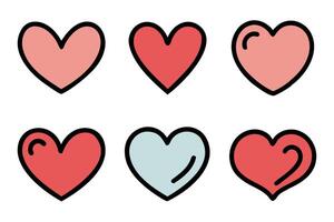 set of hand drawn heart symbol vector