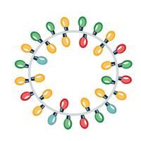 Colorful Lighting Garland in Circular Frame Element. vector