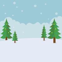 Wonderful Snowfall christmas tree landscape winter background for Merry Christmas and Happy New Year illustration. vector