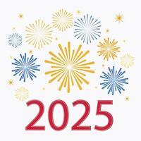 2025 New Year Text with Firework Event Celebration Illustration. vector