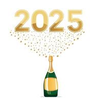 Illustration of Open Champagne with 2025 Flying Number on The Celebration Happy New Year Illustration. vector
