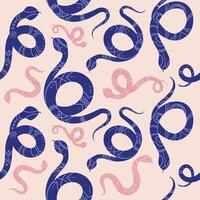 Abstract seamless pattern with Blue Snakes. Snake symbol of 2025 modern pattern in Minimal contemporary style. Snake print seamless background for textiles, paper, wallpaper, clothes, web. vector