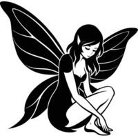 Graceful Fairy Silhouette on White Background vector