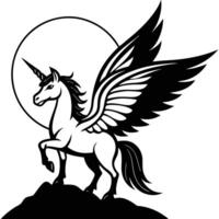 Winged Unicorn Silhouette on White Background vector