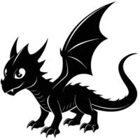 Small dragon crawling silhouette vector