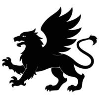 Charging Griffin Silhouetted on White Background vector