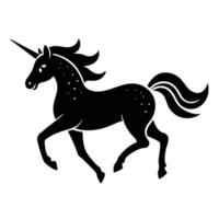 Unicorn Sprinting at Dusk Silhouette on White Background vector