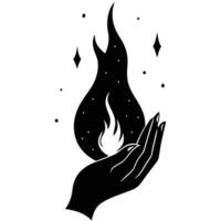 Wizard holding flames silhouette vector