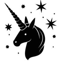 Glowing Unicorn Horn Lighting Up Scattered Stars on White Background vector