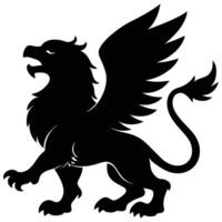 Griffin Crouching Silhouetted on White Background vector