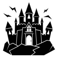 Empty castle with cracks silhouette vector