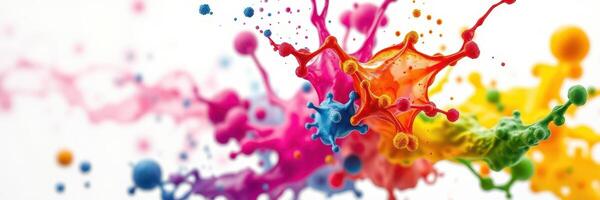 Colorful splashes of paint create a vibrant abstract artwork filled with energy and creativity in a dynamic composition photo