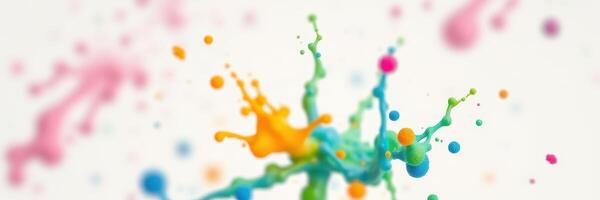 Colorful splashes of paint create an abstract design against a white background photo