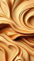 Swirling patterns of creamy caramel in soft shades of brown create an inviting and indulgent texture photo