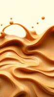 Creamy caramel waves swirl elegantly against a light background, creating a beautiful dynamic flow of texture and color photo
