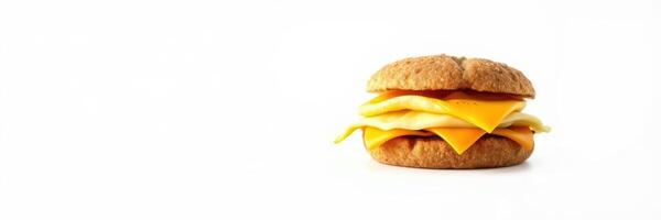 Delicious breakfast sandwich with melted cheese and turkey on whole grain bread for a healthy start to the day photo