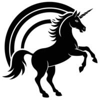 Vivid Horizon Unicorn Silhouette on White Background vector