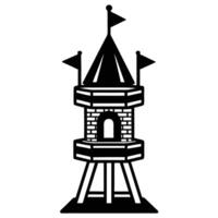 Watchtower with Flags Silhouetted on White Background vector