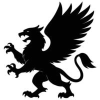Griffin Attacking Prey Silhouetted on White Background vector