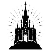 Soaring Castle with Ethereal Light Silhouetted on White Background vector