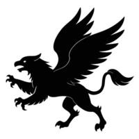 Flying Griffin Attacking Prey Silhouetted on White Background vector