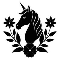 Elegant Unicorn Shape with Floral Arrangement on White Background vector
