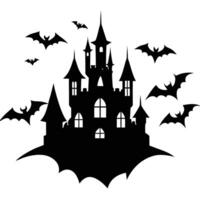 Dark Gothic Castle Silhouetted on White Background vector