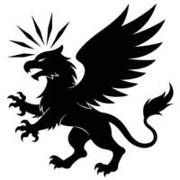 Griffin Striking from Above with Glowing Talons Silhouetted on White Background vector