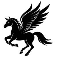 Running Pegasus Unicorn Silhouette on White Background vector
