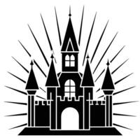 Bright Glowing Castle with Radiant Light Silhouetted on White Background vector