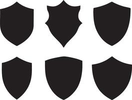 Shields set of six black and white shields vector