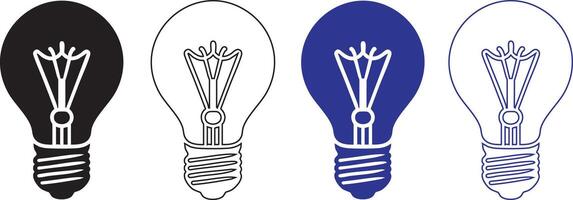 set of Bulb lamp silhouette, isolated on white background vector