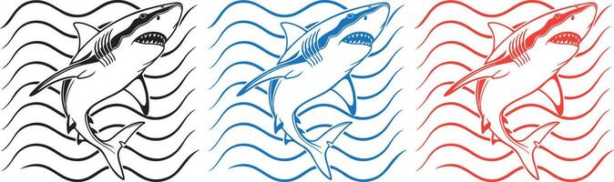 Shark with waves illustration vector