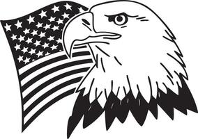 An american flag and bald eagle head on a white background vector