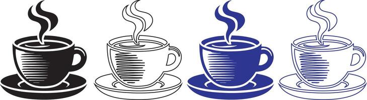 collection, set of Coffee Cup Silhouette isolated on white background vector