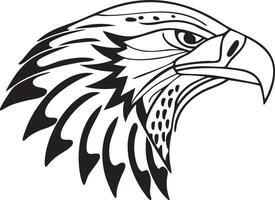 An eagle head with a black and white outline vector