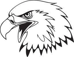 An eagle head with a black and white outline vector