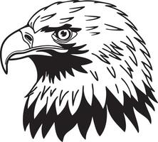 An eagle head is shown in black and white vector