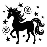 Unicorn with star patterns silhouette vector