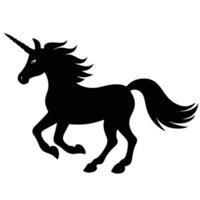 Running Unicorn Silhouette Casting Long Shadow on White Background vector