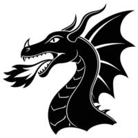 Dragon with Glowing Embers Silhouette on White Background vector